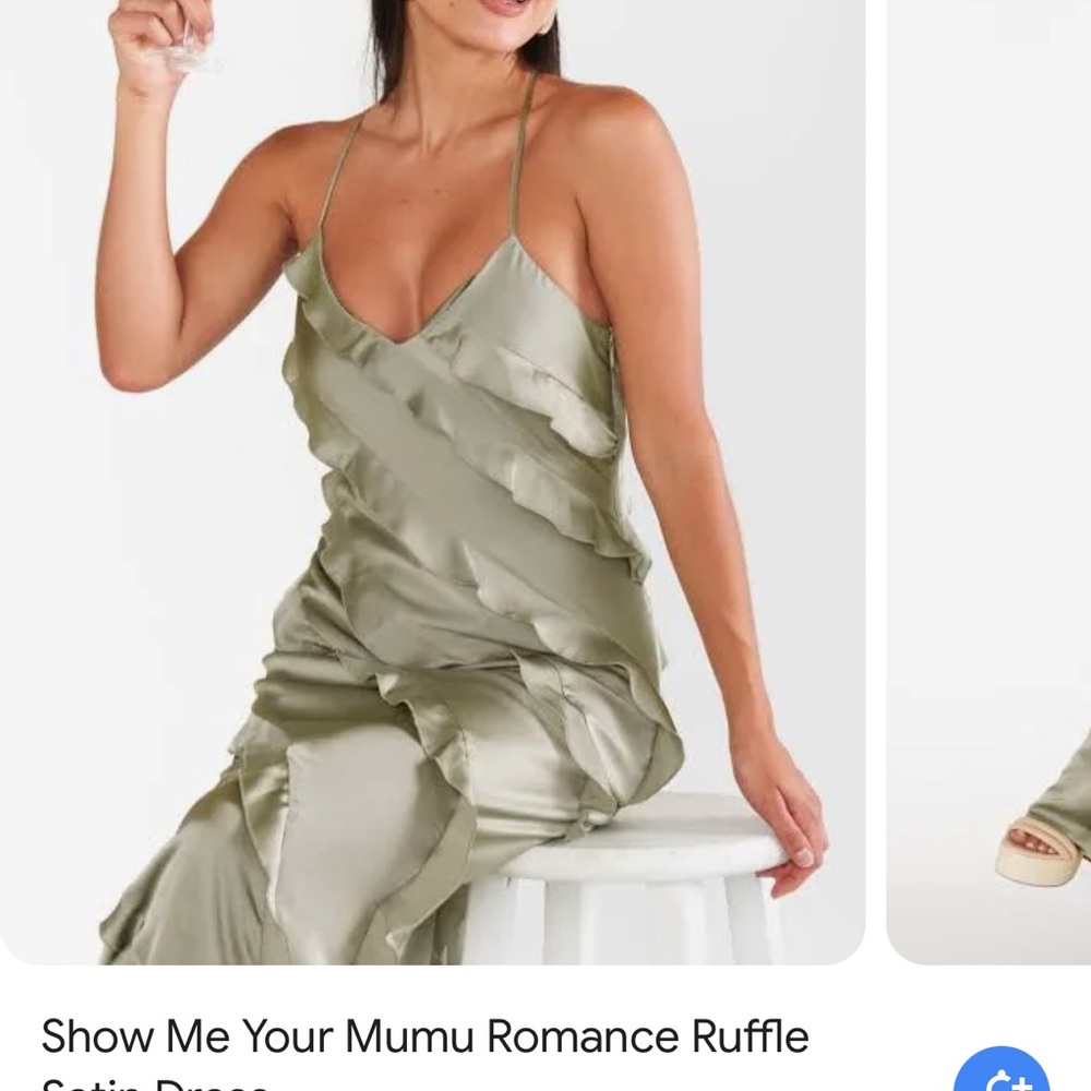 ShowMe Your Mumu Moss green ruffle dress.Got dry cleaned and is in fab condition